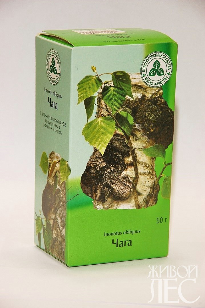 Чага в аптечной упаковки